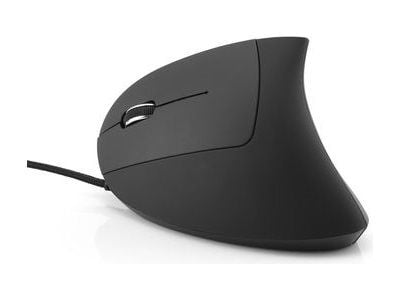 MediaRange MROS231 - Vertikal mus - ergonomisk - vänsterhänt - optisk - 6 knappar - kabelansluten - USB 2.0 - svart