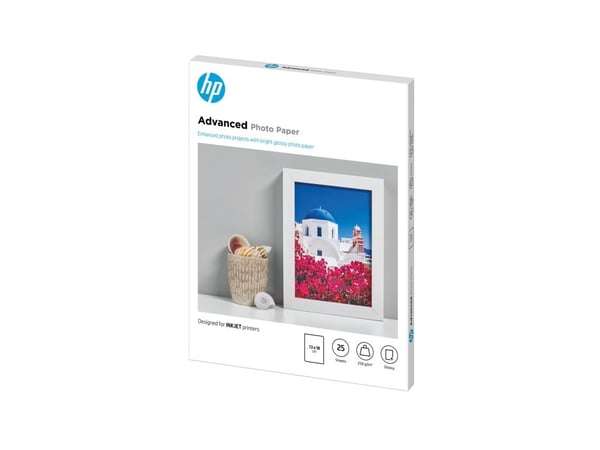 HP Advanced Glossy Photo Paper - Blank - 130 x 180 mm 25 ark fotopapir - for ENVY 50XX, 76XX; ENVY Inspire 7920; Officejet 52XX, 80XX; Photosmart B...