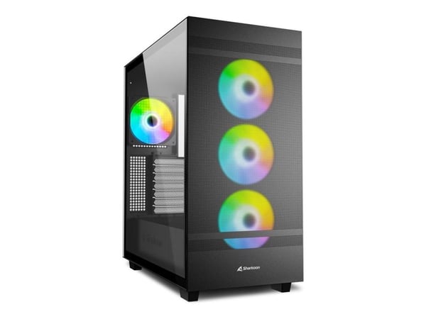 Sharkoon Rebel C50 RGB - ATX-boks - sidepanel med vindu (herdet glass) - ingen strømforsyning (ATX) - svart - USB/lyd