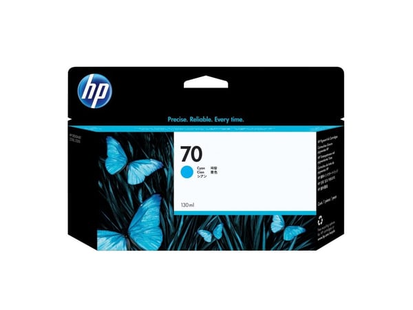 HP 70 DesignJet -mustekasetti, syaani, 130 ml, Väriainepohjainen muste, 130 ml, 1 kpl