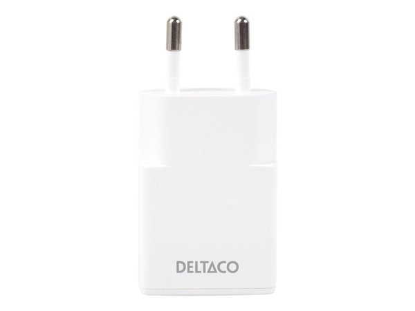 DELTACO - Verkkolaite - ohut - 30 Watt - 3 A - PD/PPS, SFC (24-nastainen USB-C) - valkoinen - valkoinen