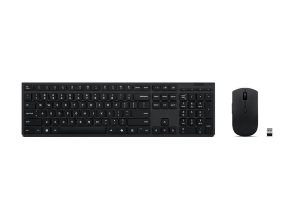 Lenovo Professional - Tastatur- og mussett - full size - trådløs - Bluetooth, 2.4 GHz - QWERTY - Dansk - grå - brun boks