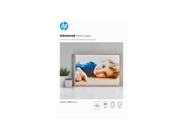 HP Advanced Photo Paper - Blank - A3 (297 x 420 mm) - 250 g/m² - 20 ark fotopapir - for ENVY Inspire 7920; Officejet 7000 E809, 7510, 76XX; Officej...