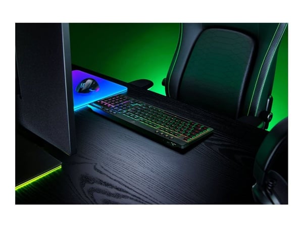Razer BlackWidow V4 HyperSpeed - Tastatur - lavprofil - full size - bakgrunnsbelyst - trådløs - USB-C, 2.4 GHz, Bluetooth - QWERTY - USA - tastsvit...
