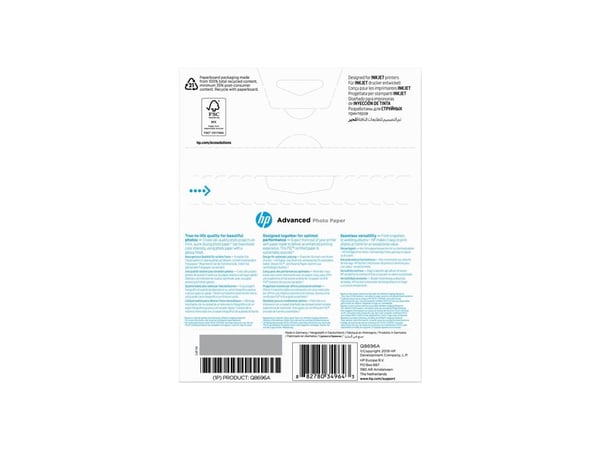 HP Advanced Glossy Photo Paper - Blank - 130 x 180 mm 25 ark fotopapir - for ENVY 50XX, 76XX; ENVY Inspire 7920; Officejet 52XX, 80XX; Photosmart B...