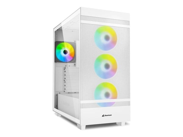 Sharkoon Rebel C50 RGB - ATX-hölje - genomskinlig sidopanel (härdat glas) - ingen strömförsörjning (ATX) - vit - USB/ljud