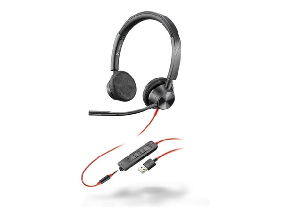 HP Poly Blackwire 3325 - Blackwire 3300 series - hodesett - on-ear - kablet - 3,5 mm jakk, USB-A - svart