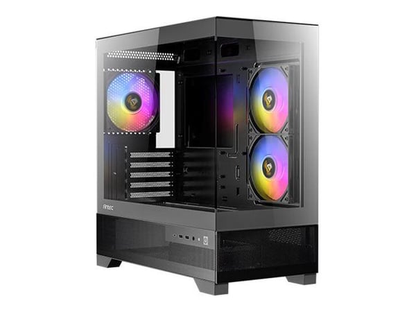 Antec CX500m ARGB - MT spel - micro ATX - genomskinlig sidopanel (härdat glas) - ingen strömförsörjning - svart - USB/Audio/Mic
