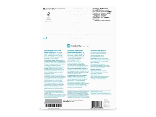 HP Premium Plus Photo Paper - Halvblank - A4 (210 x 297 mm) - 300 g/m² - 20 ark fotopapir - for Officejet 52XX, 6000, 6000 E609, 68XX, 7000 E809, 8...