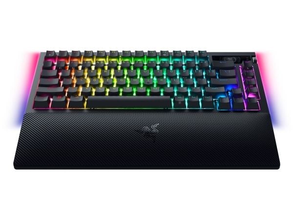 Razer BlackWidow V4 Pro - Tastatur - 75% - med OLED display, roterende koder - bakgrunnsbelyst - trådløs - USB-C, 2.4 GHz, Bluetooth 5.1 - QWERTY -...