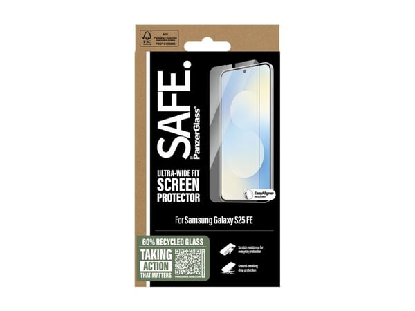 SAFE. by PanzerGlass - Skjermbeskyttelse for mobiltelefon - ultravid passform m. EasyAligner - glass - for Samsung Galaxy S25 FE