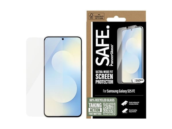 SAFE. by PanzerGlass - Skjermbeskyttelse for mobiltelefon - ultravid passform m. EasyAligner - glass - for Samsung Galaxy S25 FE