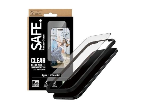 SAFE. by PanzerGlass - Skjermbeskyttelse for mobiltelefon - with black frame, ultra-wide fit, with EasyAligner - glass - rammefarge svart - for App...
