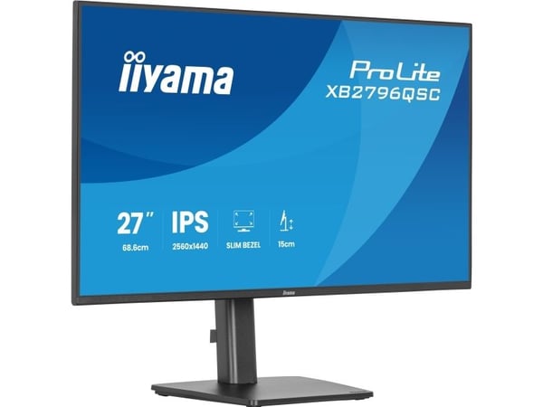iiyama ProLite XB2796QSC-B1 - LED-skjerm - 27" - 2560 x 1440 QHD @ 75 Hz - IPS - 350 cd/m² - 1000:1 - 4 ms - HDMI, USB-C - høyttalere - svart, matt