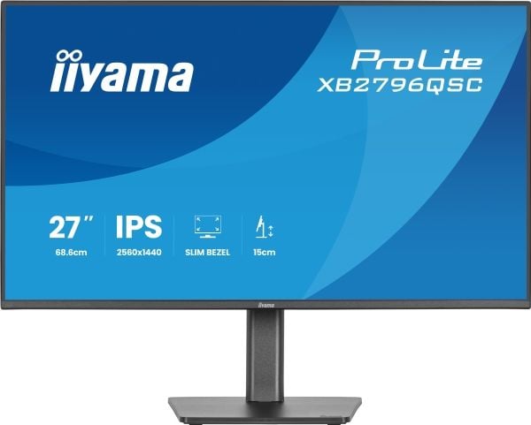 iiyama ProLite XB2796QSC-B1 - LED-skjerm - 27" - 2560 x 1440 QHD @ 75 Hz - IPS - 350 cd/m² - 1000:1 - 4 ms - HDMI, USB-C - høyttalere - svart, matt