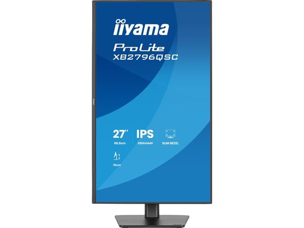 iiyama ProLite XB2796QSC-B1 - LED-skjerm - 27" - 2560 x 1440 QHD @ 75 Hz - IPS - 350 cd/m² - 1000:1 - 4 ms - HDMI, USB-C - høyttalere - svart, matt