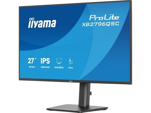 iiyama ProLite XB2796QSC-B1 - LED-skjerm - 27" - 2560 x 1440 QHD @ 75 Hz - IPS - 350 cd/m² - 1000:1 - 4 ms - HDMI, USB-C - høyttalere - svart, matt
