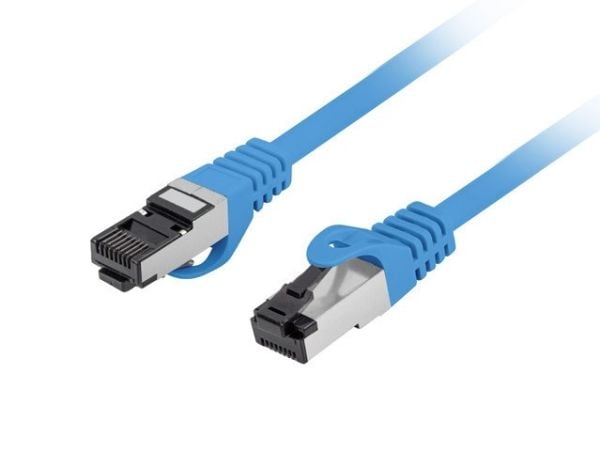 Lanberg - Patch-kabel - RJ-45 (hane) till RJ-45 (hane) - 25 cm - 6.2 mm - S/FTP - CAT 8.1 - halogenfri, hakfri - blå