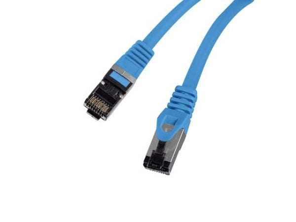 Lanberg - Patch-kabel - RJ-45 (hane) till RJ-45 (hane) - 25 cm - 6.2 mm - S/FTP - CAT 8.1 - halogenfri, hakfri - blå