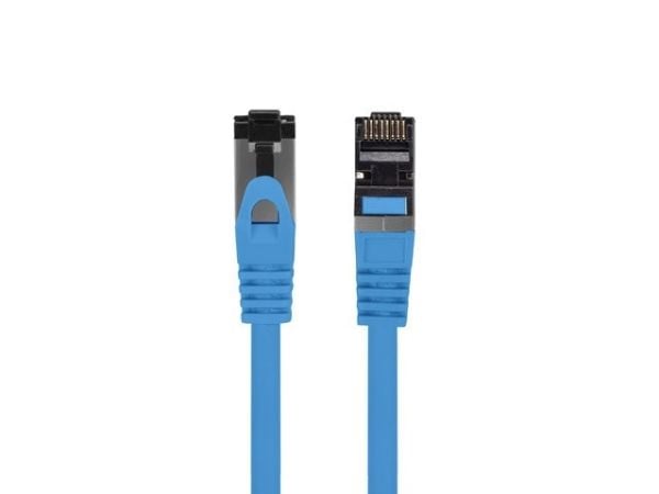 Lanberg - Patch-kabel - RJ-45 (hane) till RJ-45 (hane) - 25 cm - 6.2 mm - S/FTP - CAT 8.1 - halogenfri, hakfri - blå