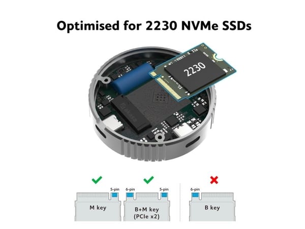 Akasa AK-ENU3M2-08 eksternt kabinett for M.2 PCIe NVMe SSD 2230 USB-C (AK-ENU3M2-08)