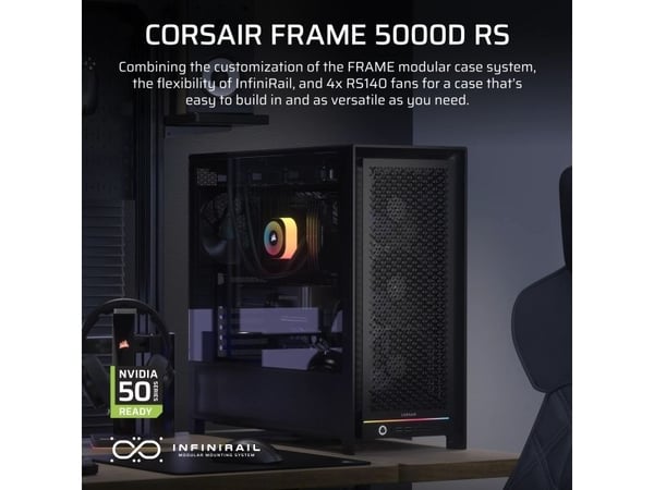 CORSAIR FRAME 5000D RS - Mid tower - utvidet ATX (E-ATX) - sidepanel med vindu (herdet glass) - ingen strømforsyning (ATX) - svart - USB/lyd