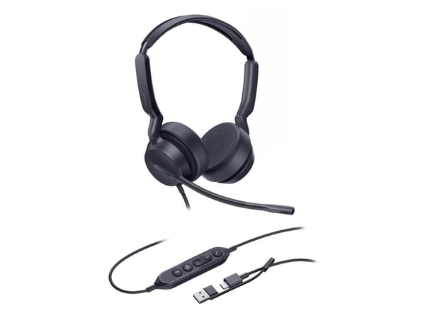 Hodesett Yealink UH42 Dual Teams USB-C/A Hodesett med ledning og hodebøyle Połączenia/muzyka USB Type-C / USB Type-A Svart