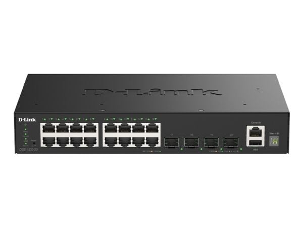 D-Link SmartPro DGS-1530-20 - Switch - smart - 16 x 10/100/1000 + 4 x 10 Gigabit SFP+ - stasjonær, rackmonterbar