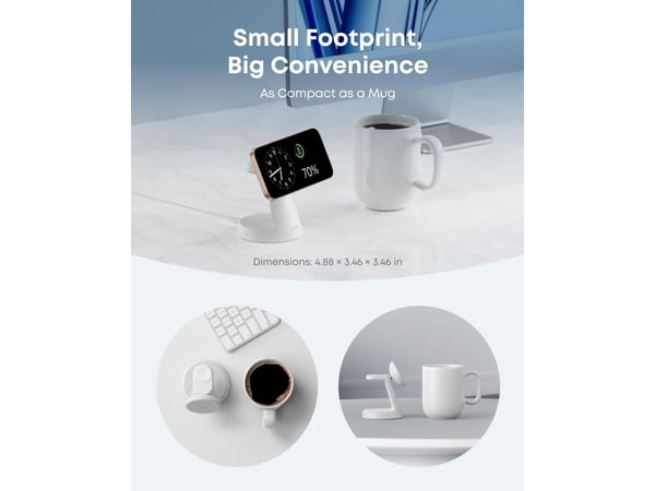 Anker MagGo, Innendørs, USB, Trådløs lading, Hvit