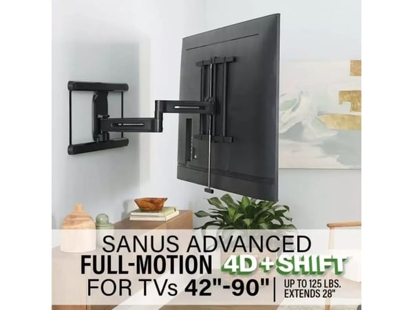 SANUS VLF828, 2,29 m (90"), 100 x 200 mm, 600 x 400 mm, -15 - 5°, -46 - 46°, Sort