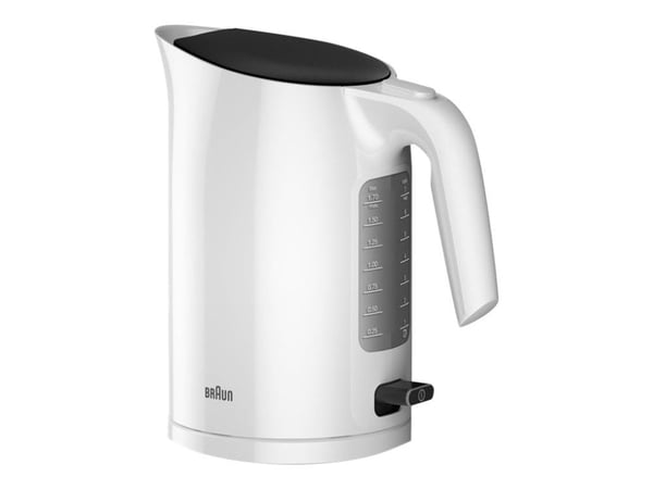 Braun WK 3110 WH, 1,7 L, 3000 W, Valkoinen, Veden tason ilmaisin, Johdoton
