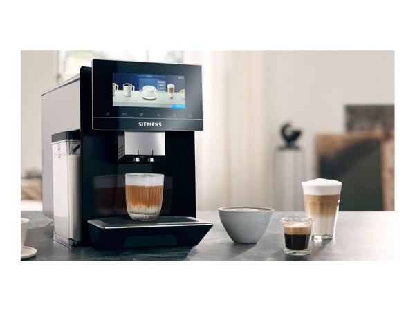 Siemens EQ900 TQ905DF9 - Automatisk kaffemaskin med melkeskummer - 19 bar - svart/rustfritt stål