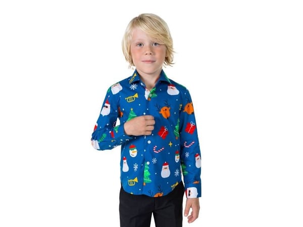 Blå julskjorta till pojkar