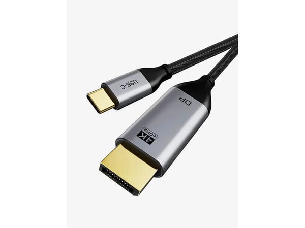 Cabletime CT-C160-PU31-CMDP2-S1.8, 1.8 m, USB Type-C, DisplayPort, urosliitin, urosliitin, suora liitin