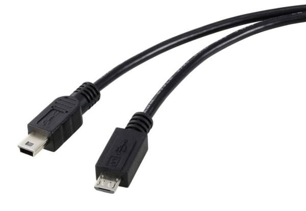 Renkforce RF-5720368, 0,5 m, Micro-USB B, Mini-USB B, USB 2.0, 0,48 Gbit/s, Sort