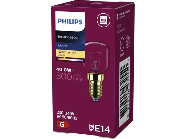 Philips 924103544402, 40 W, E14, Varm hvit, 300 lm, 2600 K, 360°