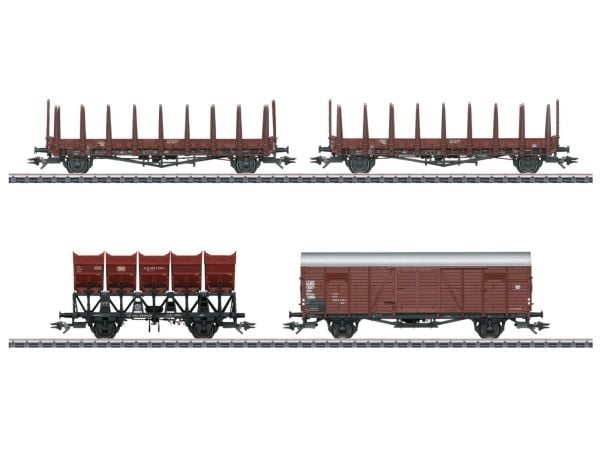 Märklin Freight Car Set, Jernbanegodsvognmodell, Monteringssett, HO (1:87), Four different design German Federal Railroad (DB) freight cars, Gutt/J...