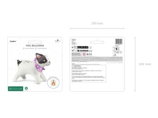 PartyDeco FB254, Lekeballong, Folie, Flerfarget, Gutt/Jente, Bulldogge, 570 mm