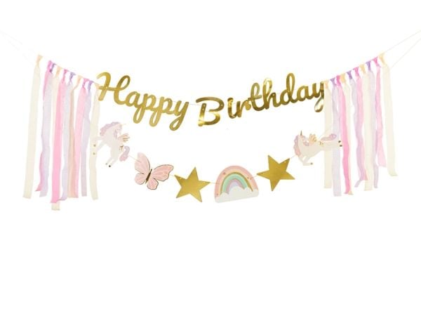 PartyDeco GRL120, Vimpler, Papir, Flerfarget, Bursdag, Jente, 2300 mm