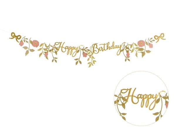 PartyDeco GRL127, Lippuviiri, Paperi, Ruusukulta, 1300 mm