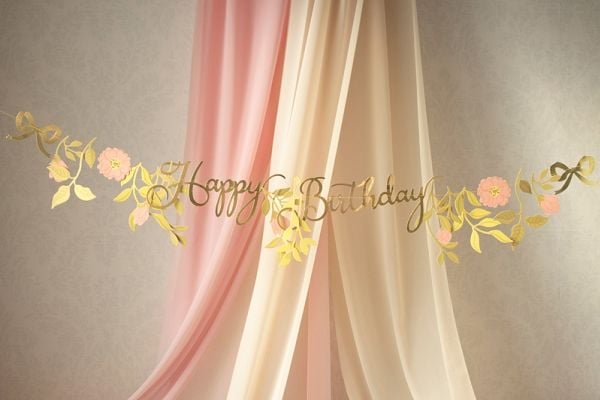 PartyDeco GRL127, Lippuviiri, Paperi, Ruusukulta, 1300 mm