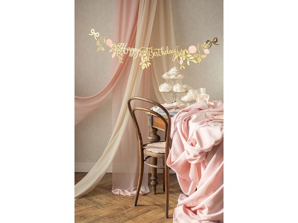 PartyDeco GRL127, Lippuviiri, Paperi, Ruusukulta, 1300 mm
