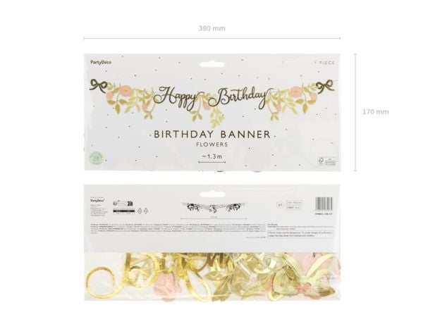PartyDeco GRL127, Lippuviiri, Paperi, Ruusukulta, 1300 mm