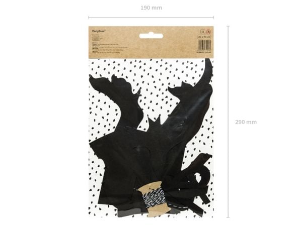 PartyDeco GRL40, Vimpler, Papir, Svart, Party (selskap), Vegg, 900 mm