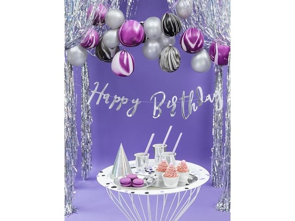 PartyDeco GRL75-018M, Vimpler, Papir, Sølv, Bursdag, Vegg, Gutt/Jente