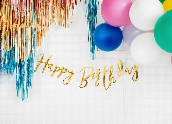 PartyDeco GRL75-019M, Vimpler, Papir, Gull, Bursdag, Vegg, Gutt/Jente