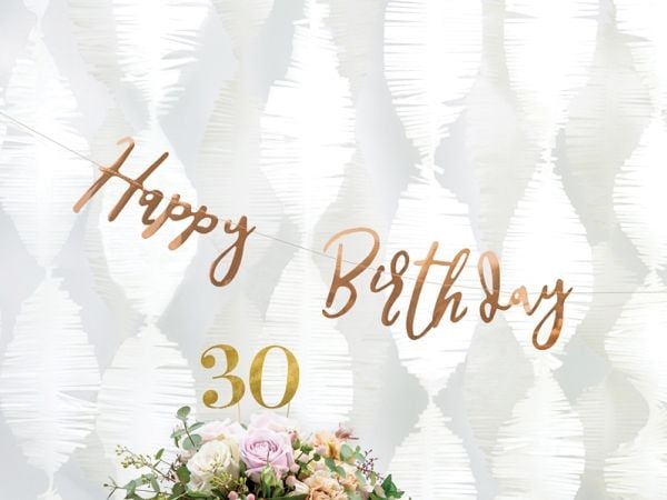 PartyDeco GRL75-019R, Vimpler, Papir, Rosegull, Bursdag, Vegg, Gutt/Jente