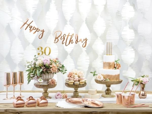 PartyDeco GRL75-019R, Vimpler, Papir, Rosegull, Bursdag, Vegg, Gutt/Jente