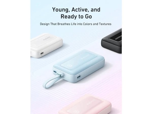 Anker Zolo, 10000 mAh, Trådløs lading, 15 W, Hvit
