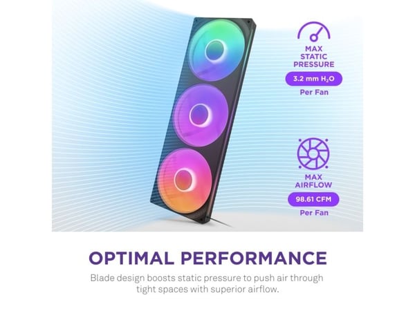 NZXT F Series F420 RGB Core - Enkeltramme vifte enhet - 120 mm - svart